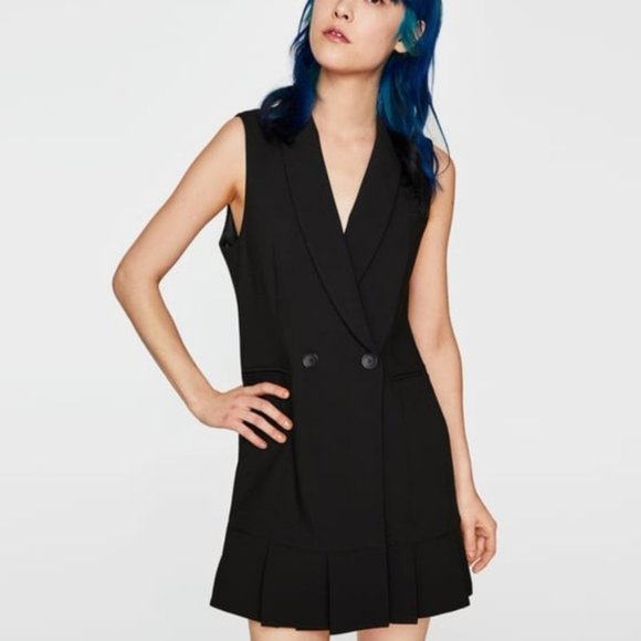 Zara pleated waistcoat dress BLACK - Picture 2 of 6